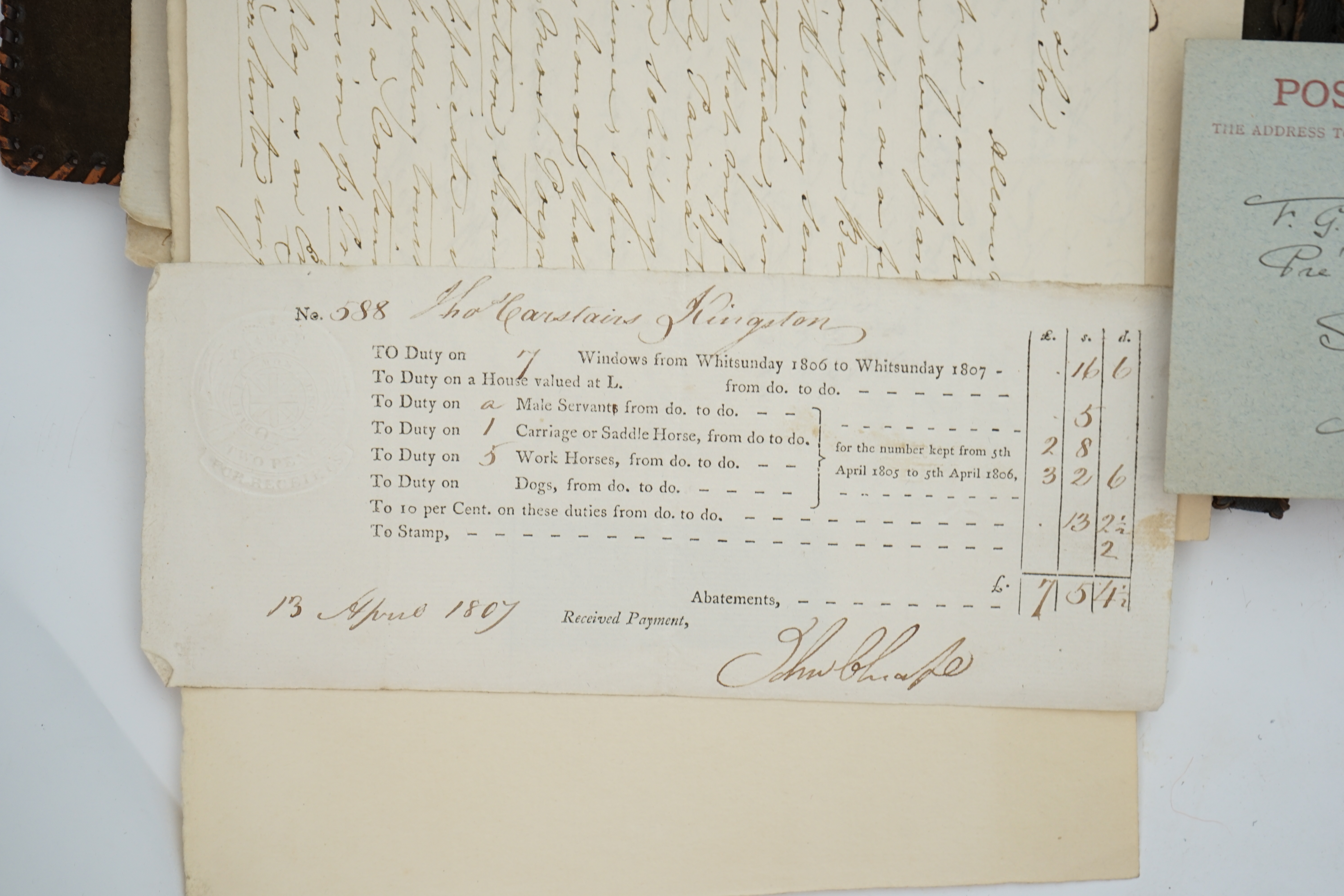 Portfolio of letters, prints and documents, 1734-1902, correspondence of George Spragge, Messrs Bainbridge and Brown, Bread Street, London